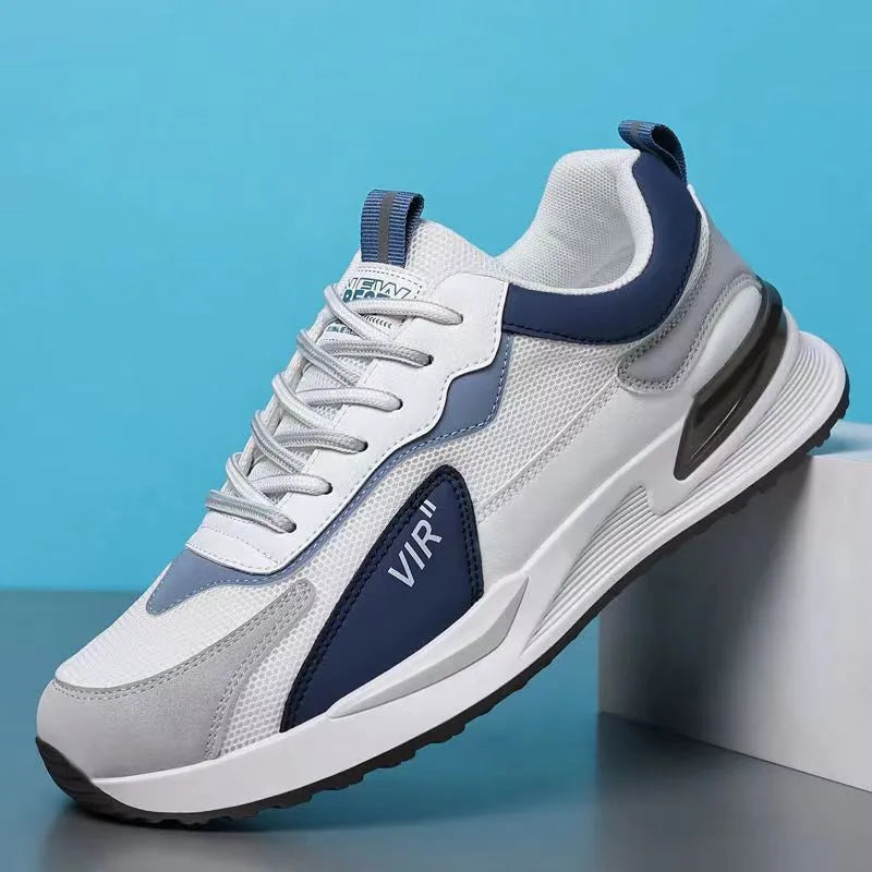 Men's colour block mesh sneakers with lace-up design and injection moulded sole