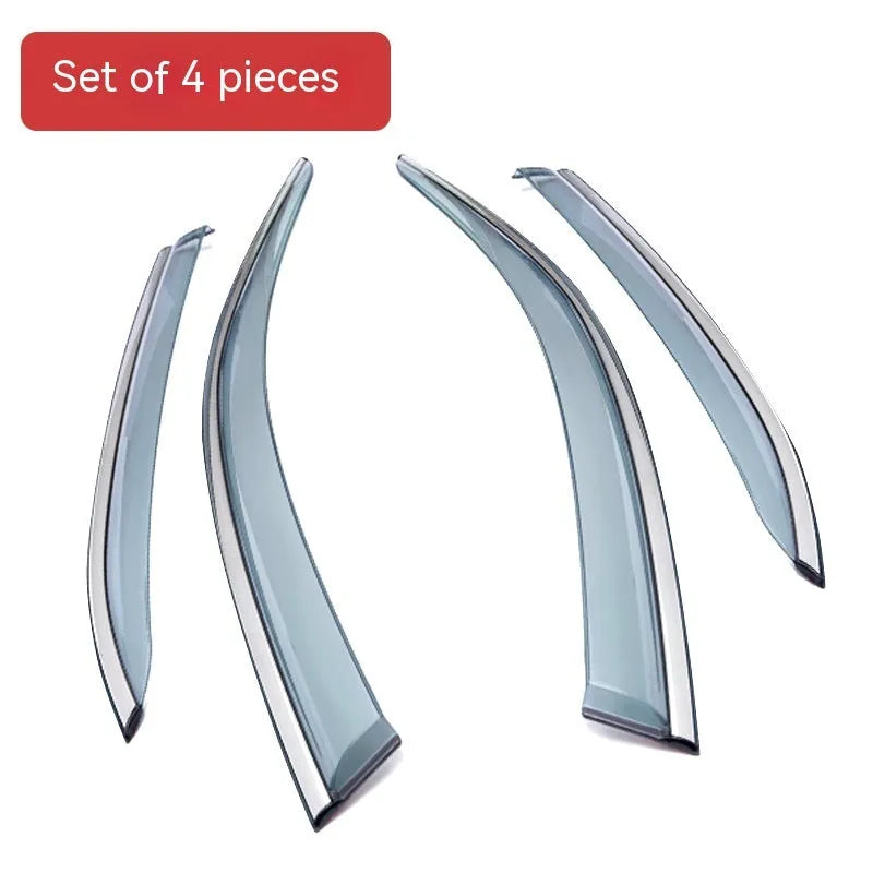 4-piece PVC rain visor set for Jeep Wrangler side windows, 07-21 models