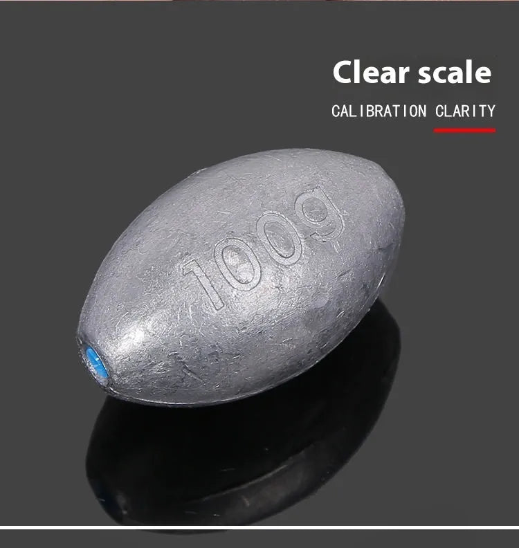 Scale Tongxin rugby-shaped olive lead sinker with plastic core channel and scale texture pattern for sea fishing