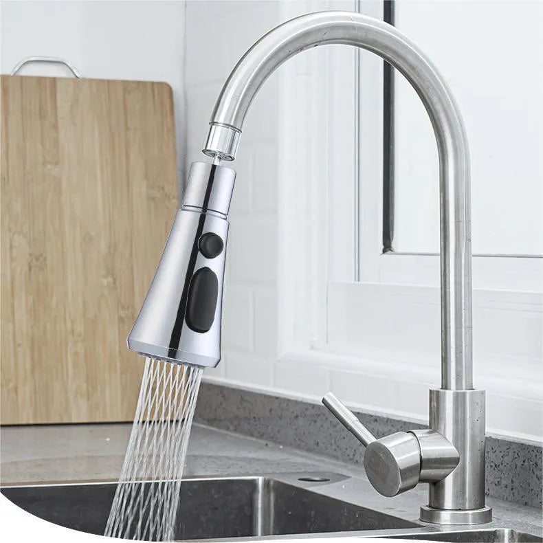 Universal faucet sprayer in matte black with 360-degree rotation and three cleaning modes for kitchen use