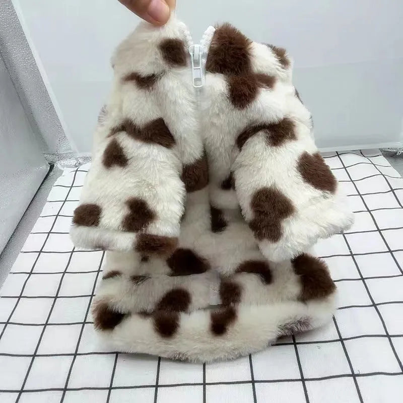 Polyester warm coat for small dogs in pink or brown, sizes XS to 2XL, British style design