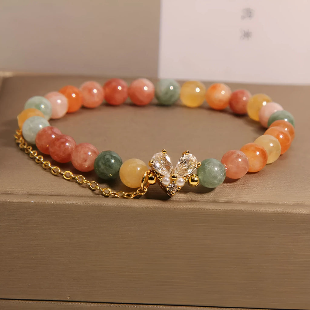 Fu Lu Shou crystal bracelet for women with V-shaped zircon design and cartoon styling