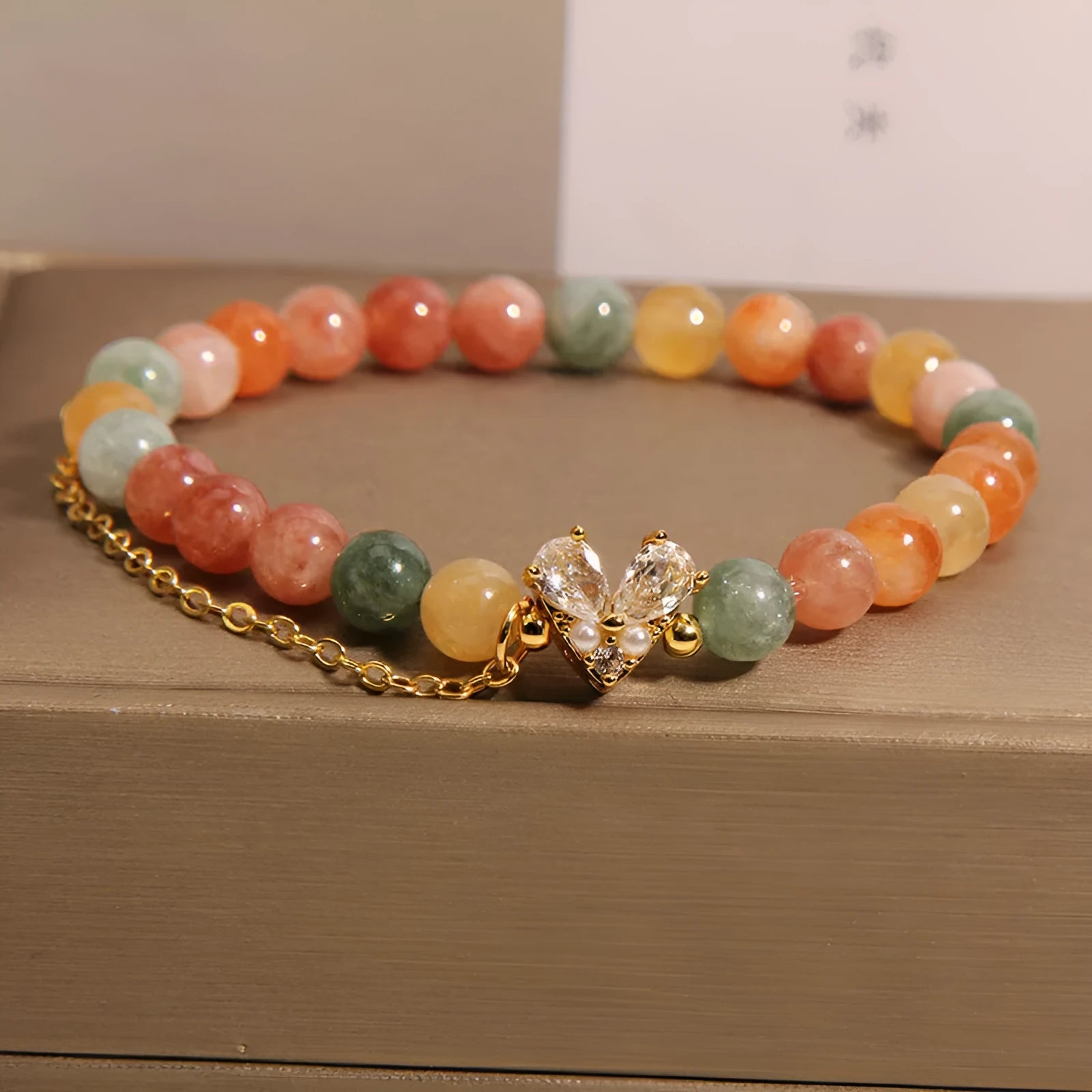 Fu Lu Shou crystal bracelet for women with V-shaped zircon design and cartoon styling