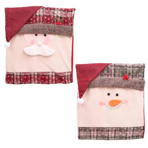 Christmas chair covers with Santa Claus, Snowman, and Santa hat designs on dining chairs, hypoallergenic fabric