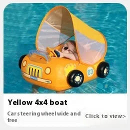 Pink cartoon sports car inflatable swimming ring for children's swimming and wading