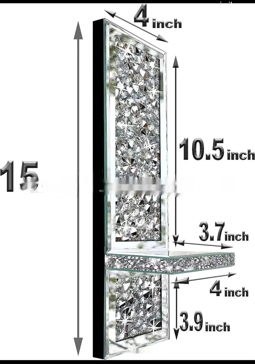 Silver mirror glass wall-mounted candle holders measuring 10x11x38cm with modern design