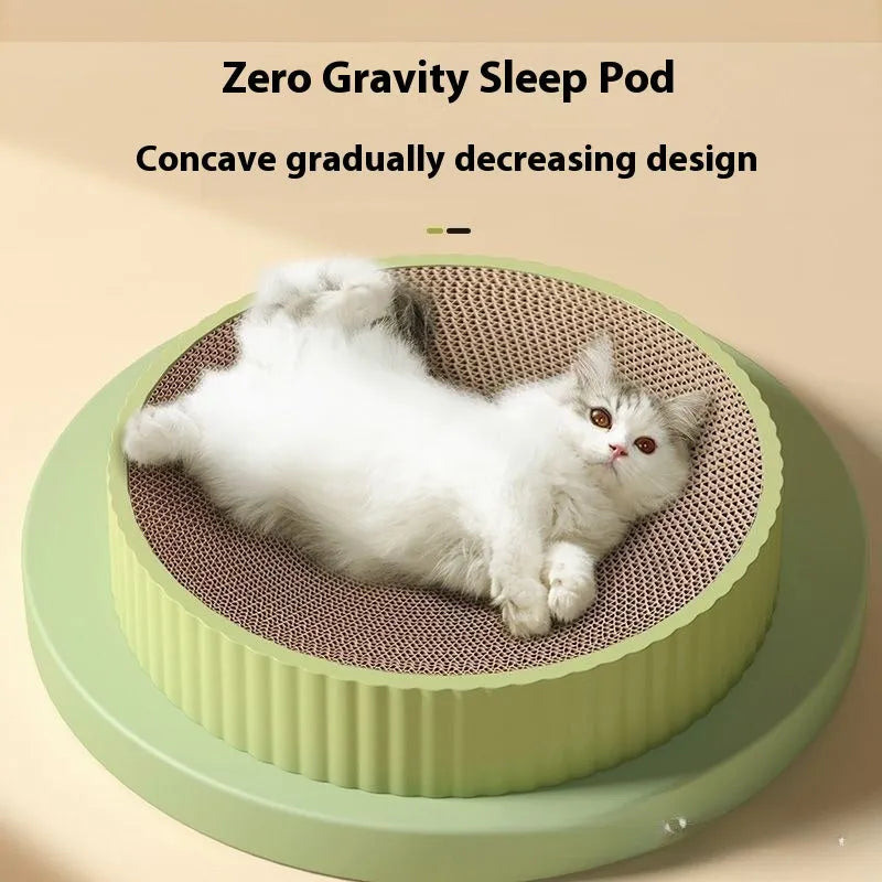 55cm round green cat scratching board with replaceable corrugated paper centre and two replacement packs