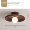 Aisle Ceiling Lamp in solid wood with glass shade, available in wood or walnut colour, diameters 18cm, 28cm, 35cm.