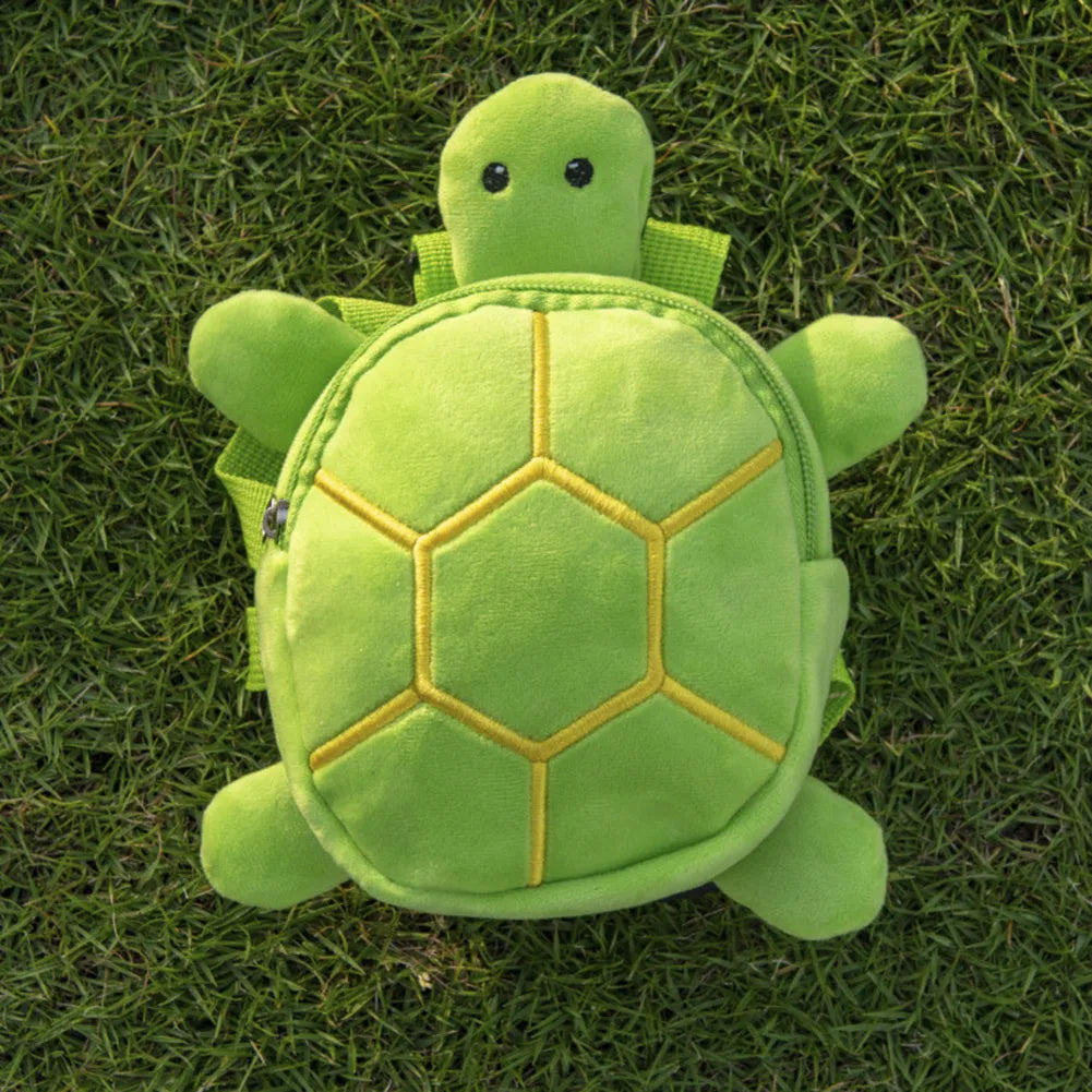Cartoon turtle shape dog backpack with harness vest, 20x18cm, velvet material, metal zipper
