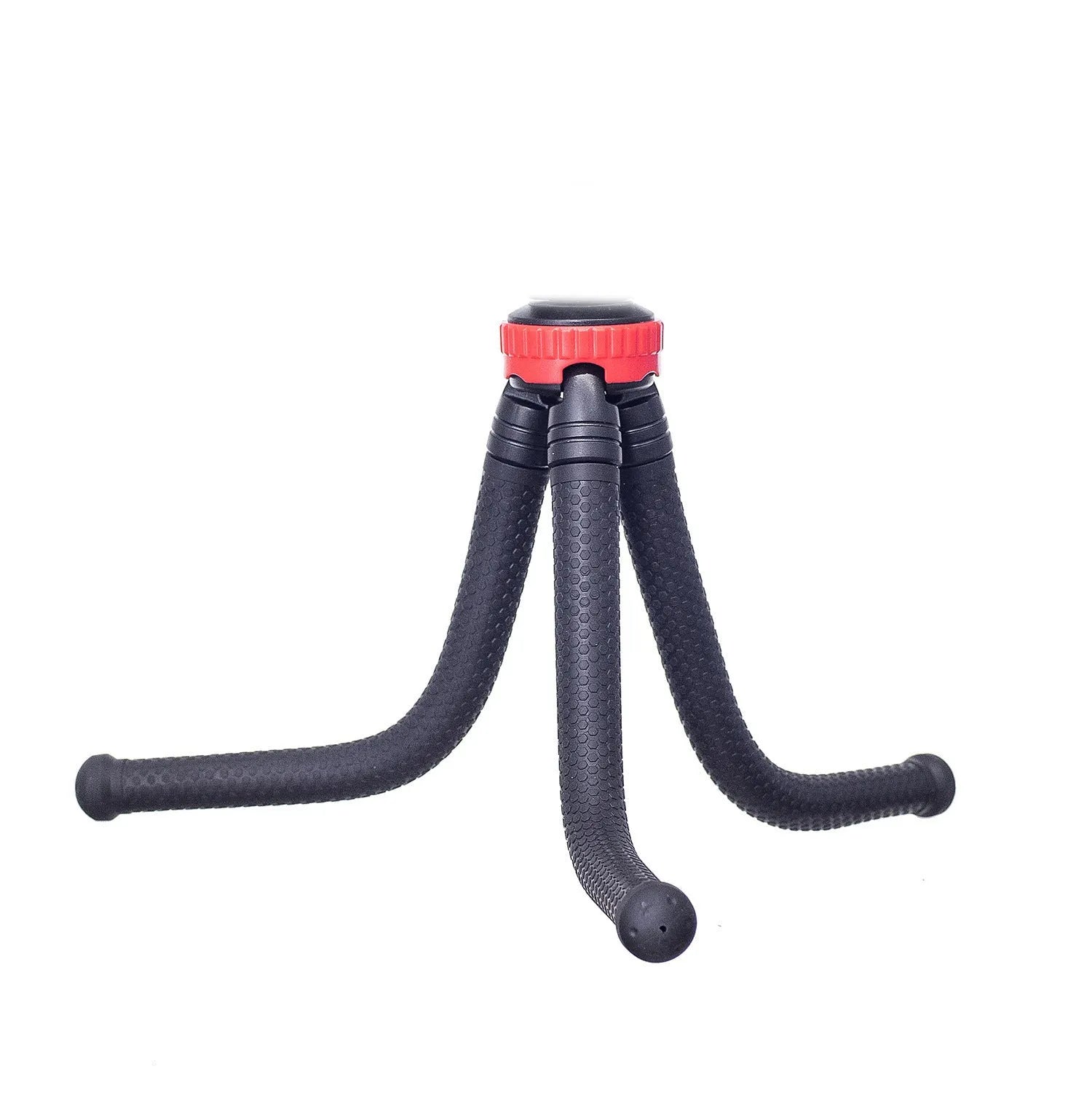 Black octopus flexible tripod stand with spherical gimbal head for mounting phones and cameras.