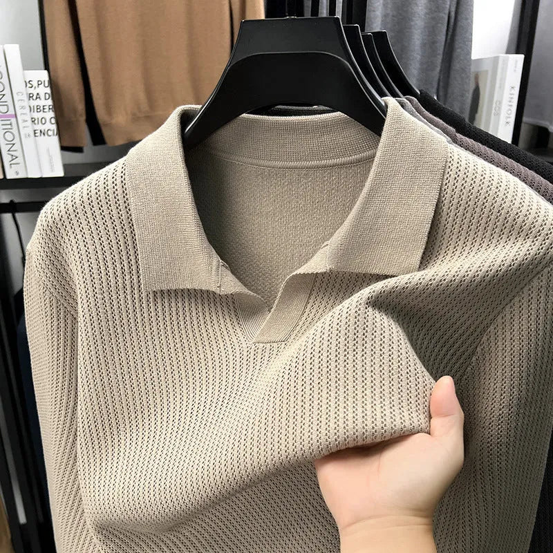 Men's loose pullover sweater in green, black, camel, or brown for autumn casual wear