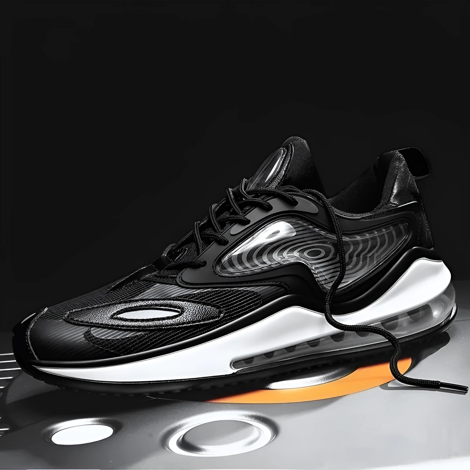 Men's casual shoes with air cushion height increasing sole in Space Black colour option