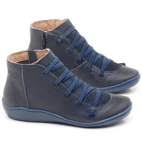 Women's casual booties with wedge heels and round toe in multiple colour options