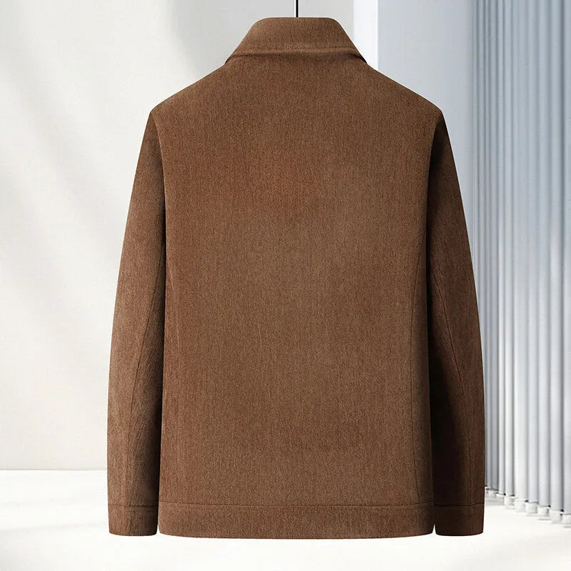 Men's slim-fit casual jacket in polyvinyl alcohol fibre, available in black, brown, caramel, dark blue, sizes M to 4XL
