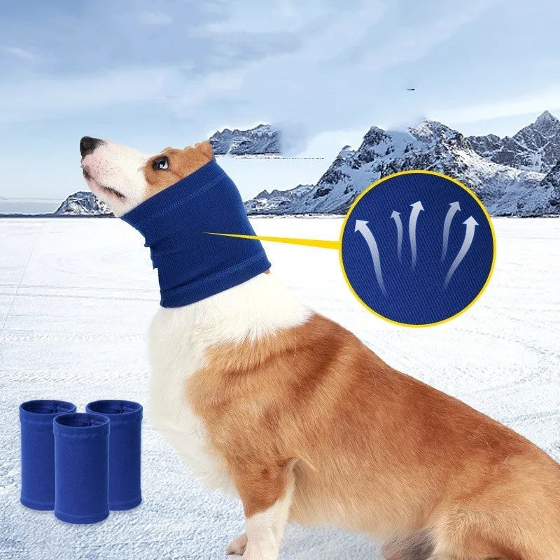 Blue or grey polyester headband scarf for dogs in sizes S, M, L with casual style design