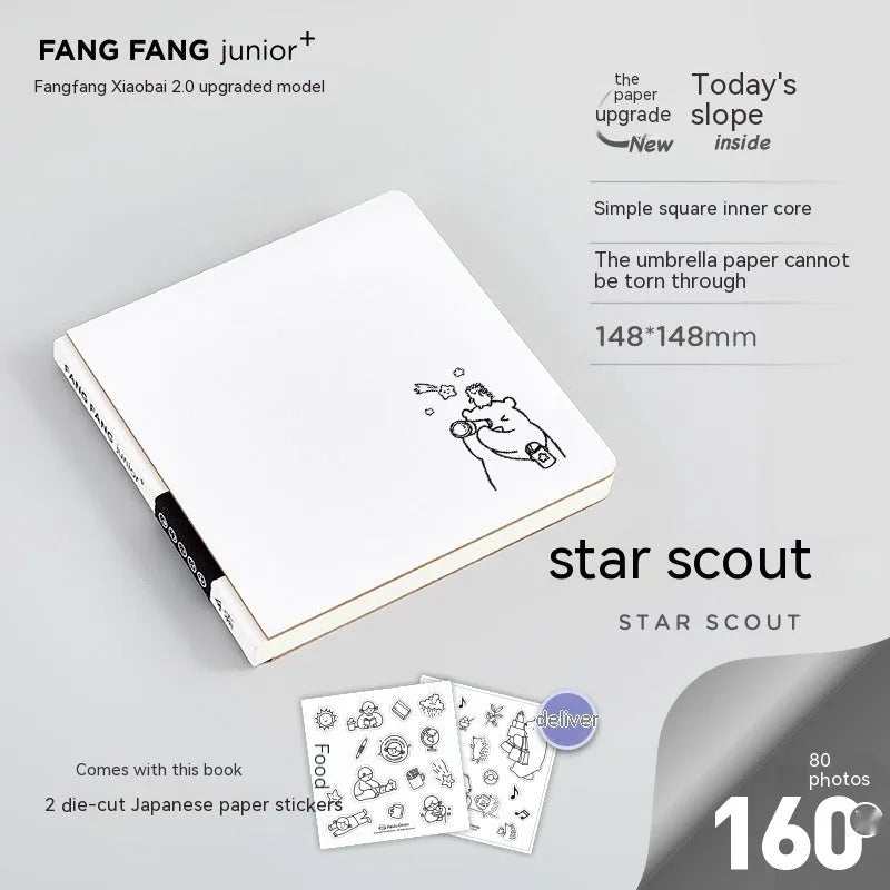 Square paper small white note girl heart diary with checkered pages, 148x148mm size, and colourful cover options
