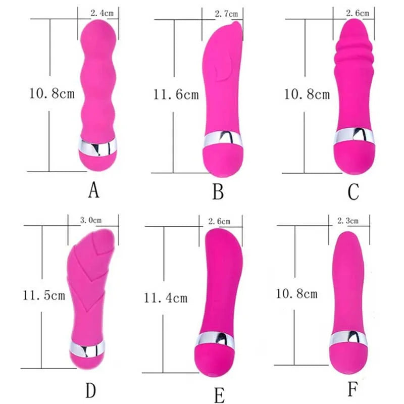Realistic mini dildo vibrator with six style options for women, battery-powered with integrated moulding construction