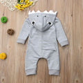 Cartoon shark hooded children's robe with long sleeves, full-length zipper, and 90% cotton fabric in gray or pink