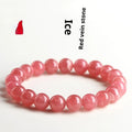 Women's natural red rhodochrosite crystal bracelet with geometric design and longevity lock fastening