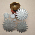 Silver floral design metal cutting die with hanging hook, 12.5cm by 13cm.