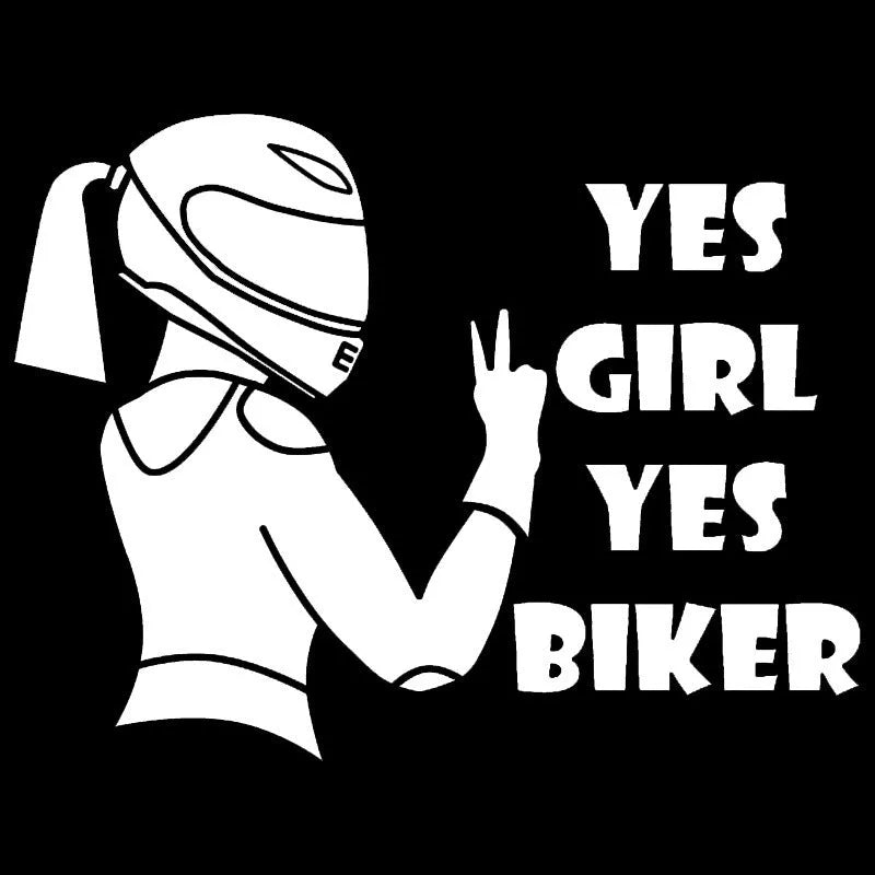 Cool Girl Rider design waterproof car sticker in black, white, and laser colours.