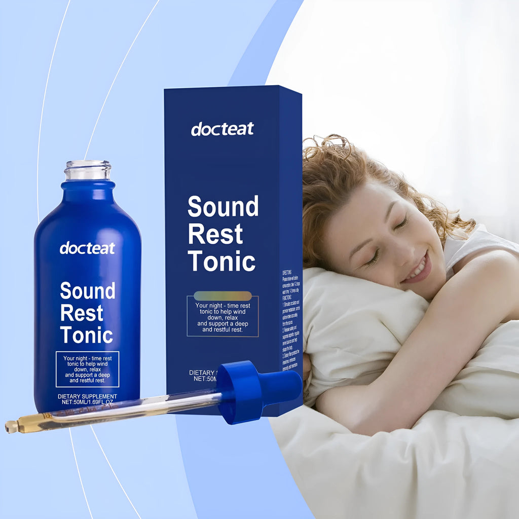 50ml bottle of sleep support oral drops with a dropper on a white background.