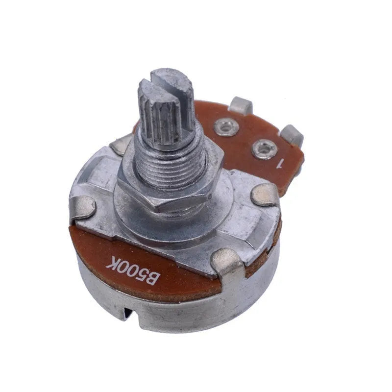 Silver metal electric guitar potentiometer knob for 6mm shaft, shown isolated.