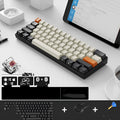 RK61 wireless mechanical keyboard with carrying belt showing dual connectivity options