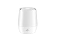White USB aromatherapy humidifier with simulation flame effect, 138mm x 110mm x 76mm size