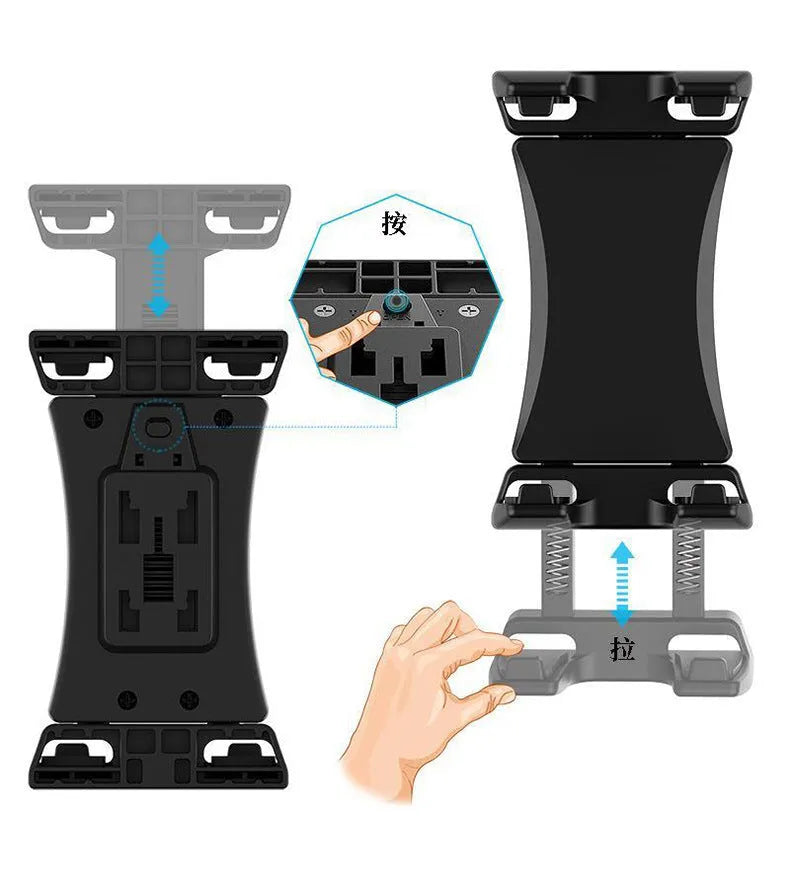 Black ABS bicycle handlebar mount for mobile phones and tablets showing adjustable clamp mechanism