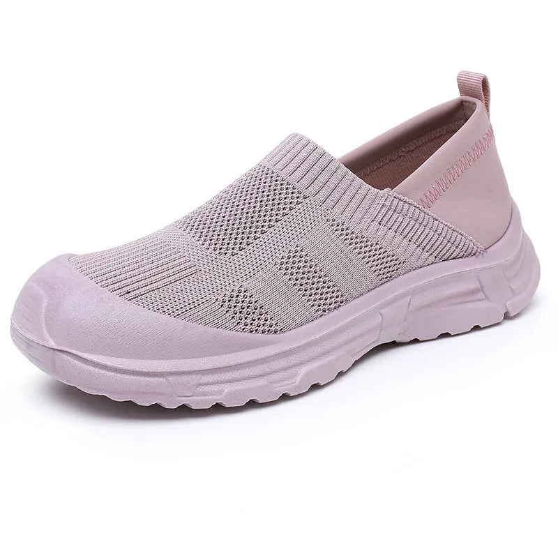 Women's black one pedal slip-on shoes with cloth upper and flat PVC sole