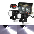 Aluminium PC motorcycle spotlights with dual-colour lens for white or yellow lighting options