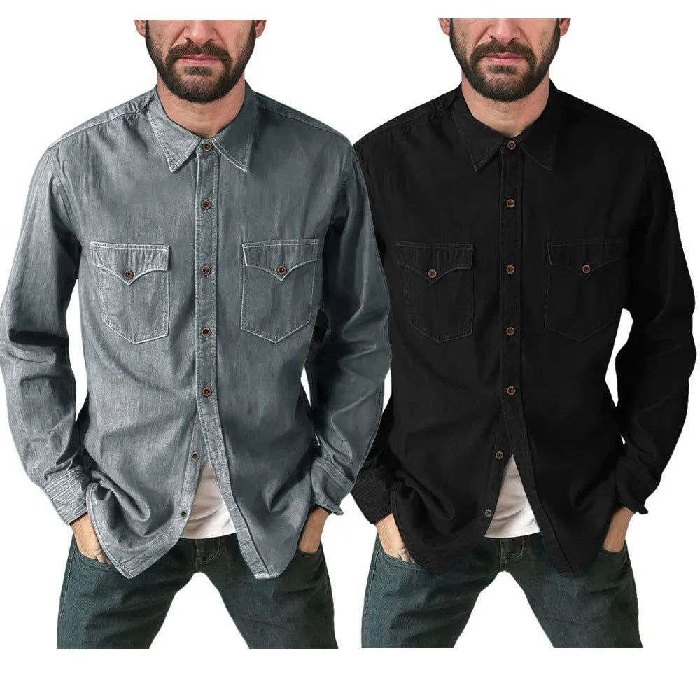 Denim cardigan coat in 100% cotton fabric with regular fit and cardigan style