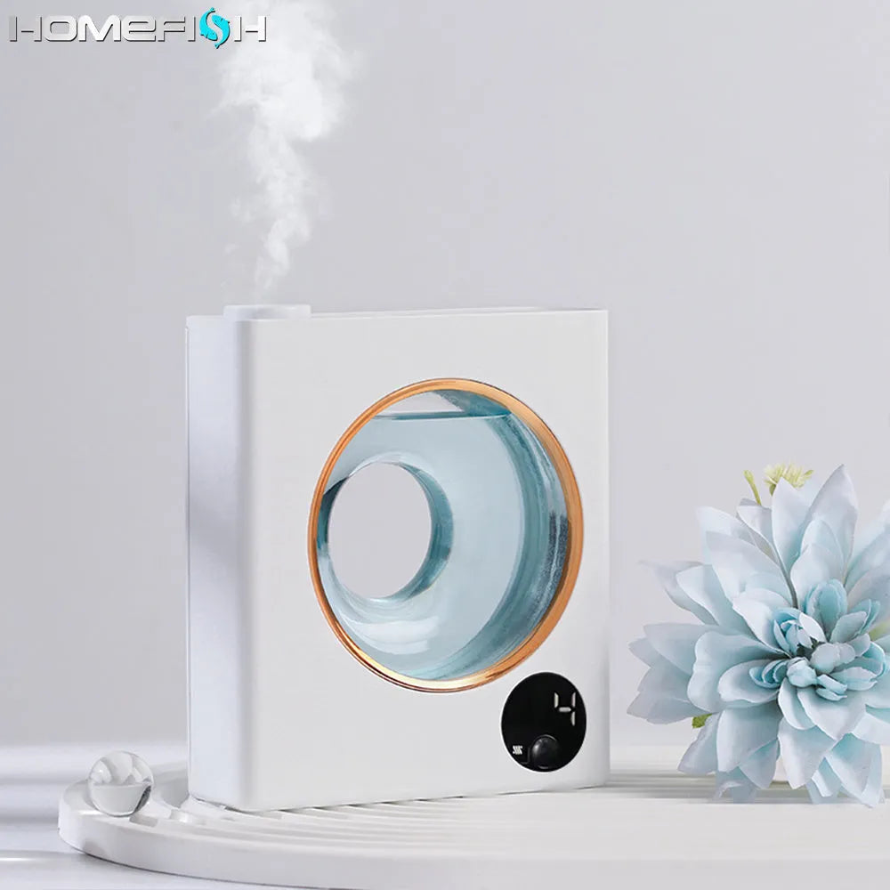 White wall-mounted automatic aromatherapy machine with USB charging port and essential oil bottles