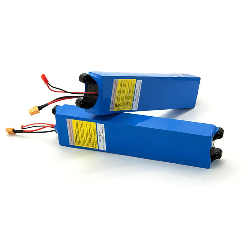 36V electric scooter lithium battery pack showing capacity options 6.6A, 7.8A, and 10.4A