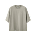 Men's black and sand grey quick-drying short sleeve casual shirt with loose fit