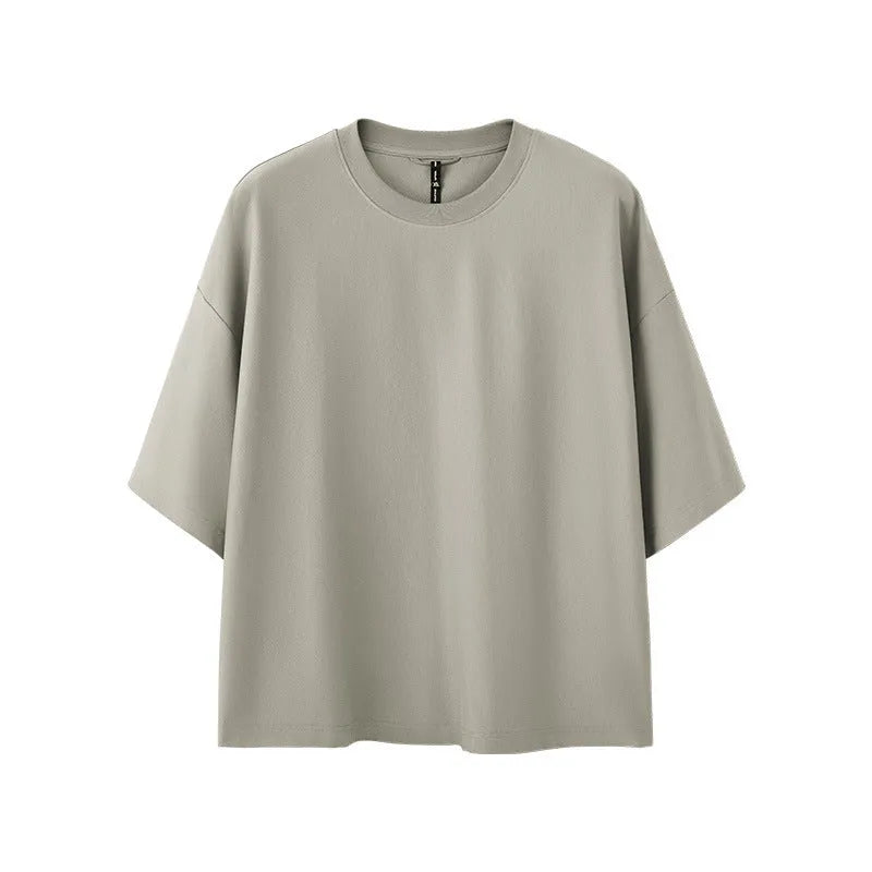 Men's black and sand grey quick-drying short sleeve casual shirt with loose fit