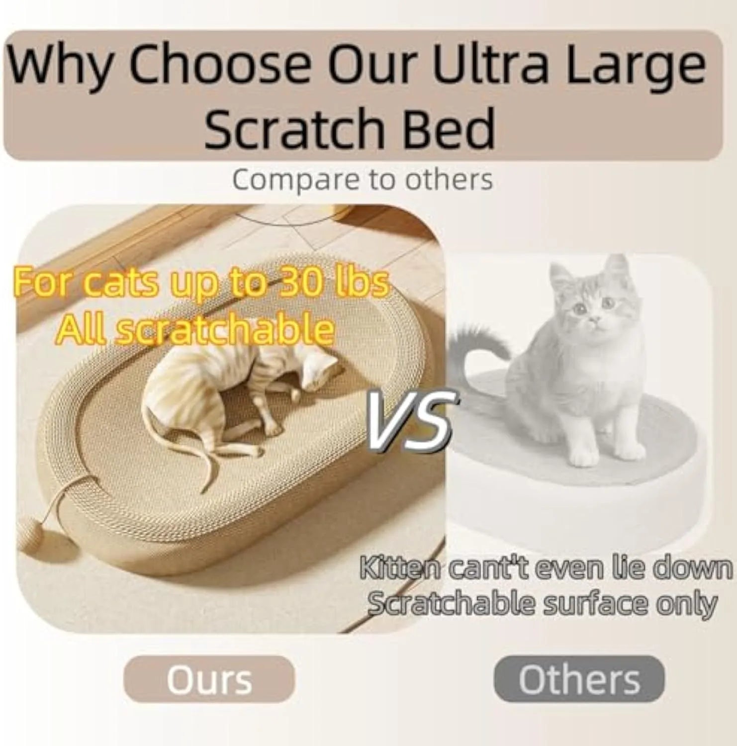 Sisal cat scratching board with 60x40cm surface and integrated resting platform