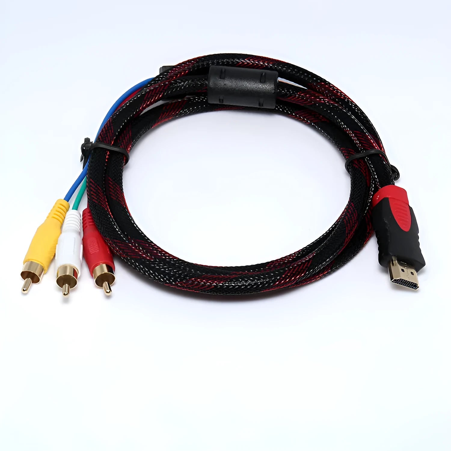 Black HDMI to AV15 M adapter cable with gold-plated connectors, length 1.5 metres