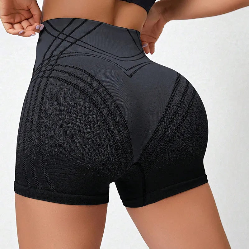 Women's high waisted gradient fitness shorts in brown colour for yoga and running