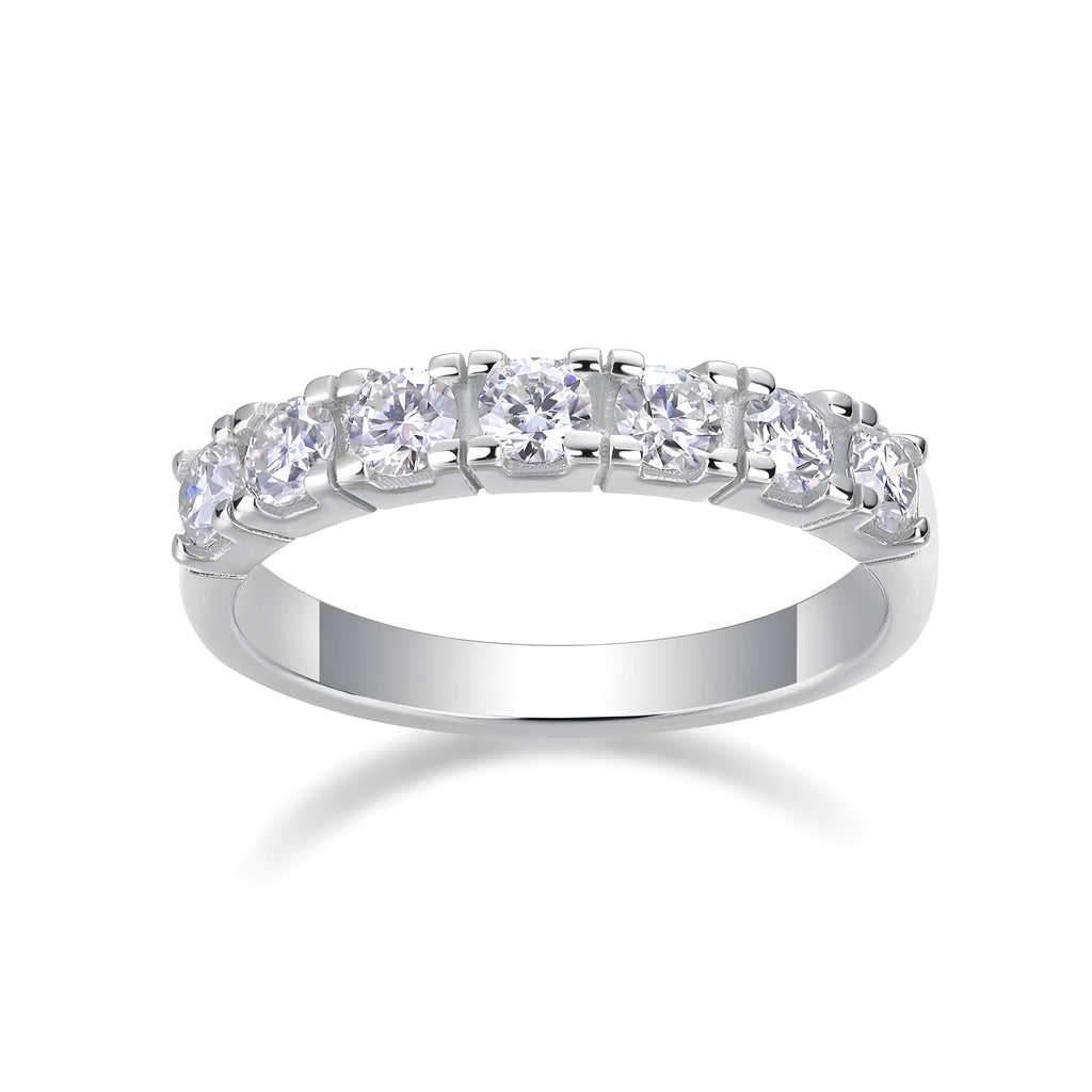 Lucky wedding ring set with 0.1 carat moissanite, S925 silver platinum plated, sizes 5 to 9, gift box