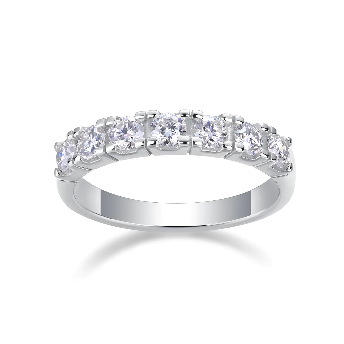 Lucky wedding ring set with 0.1 carat moissanite, S925 silver platinum plated, sizes 5 to 9, gift box