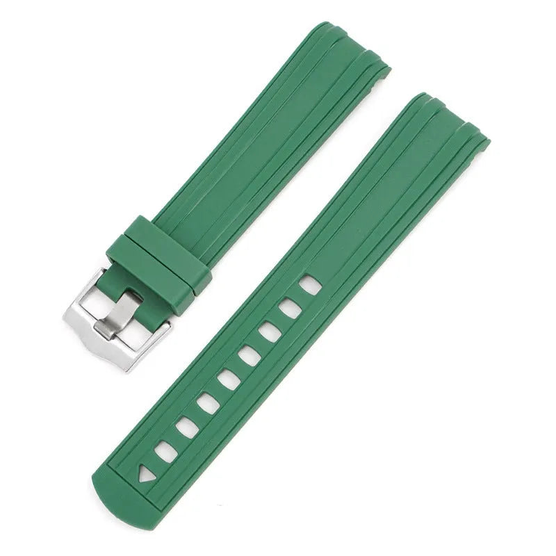 20mm original style watch strap with silver buckle in multiple colour options including black, blue, green, and pink.