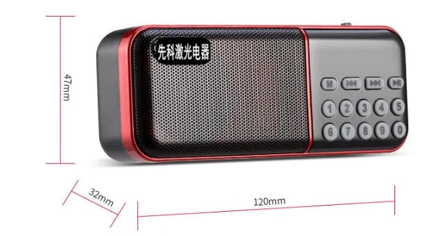 Black portable Walkman radio, plastic body, 120 x 32 x 47mm compact handheld radio