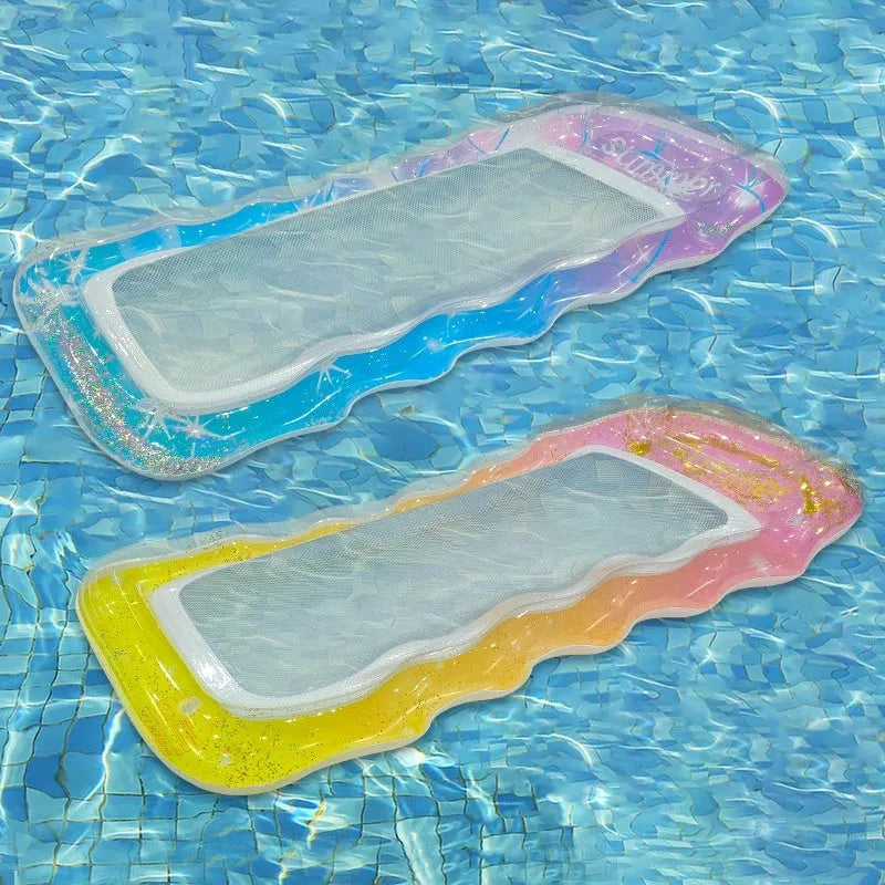 180cm long PVC inflatable floating row with gradient colours in pool setting