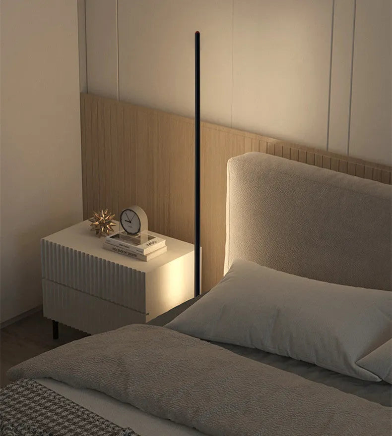 Vertical aluminium alloy floor lamp with slim profile in 25cm, 50cm, and 100cm height options