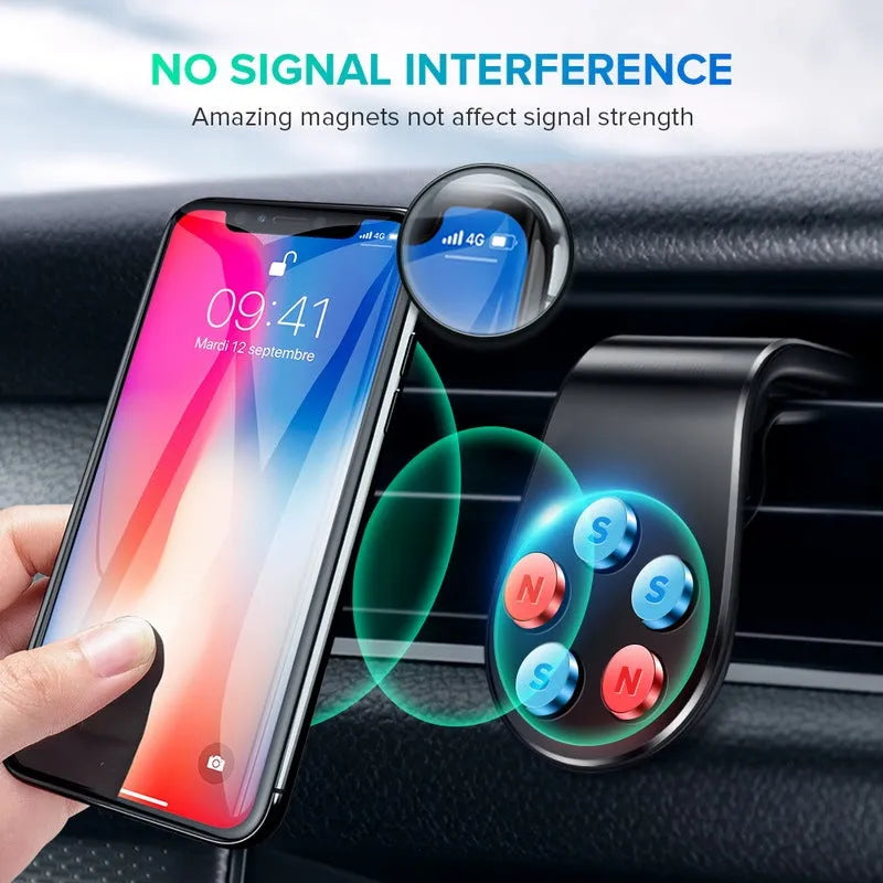 Universal car dashboard mobile phone holder with adjustable rotating ball joint in black finish