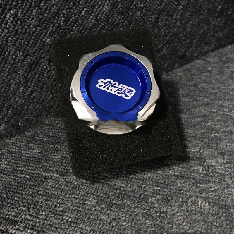 Aluminium alloy oil filler cap for Honda cars in red, blue, silver, black, purple, and gold colour options.