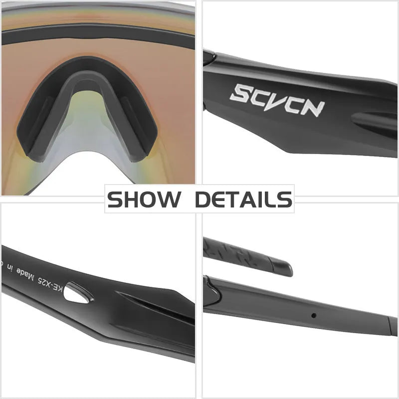 Frameless athletic glasses with integrated colourful one-lens design for windproof sports protection