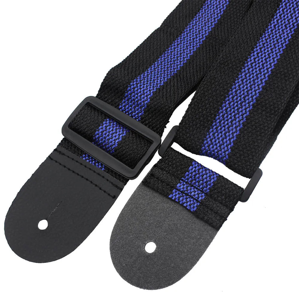 Woven crossbody strap for musical instruments in five colour options on guitar